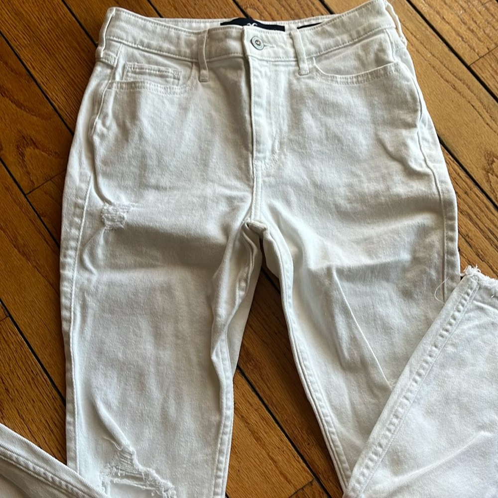 White high rise cropped denim